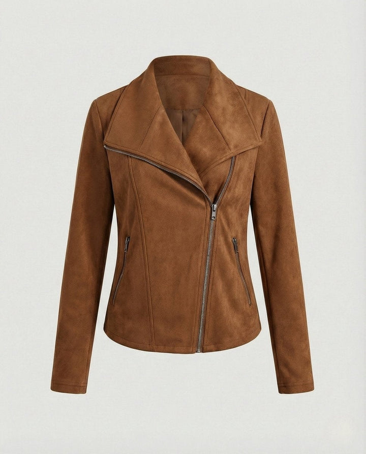 Blouson Biker à Larges Revers Femme