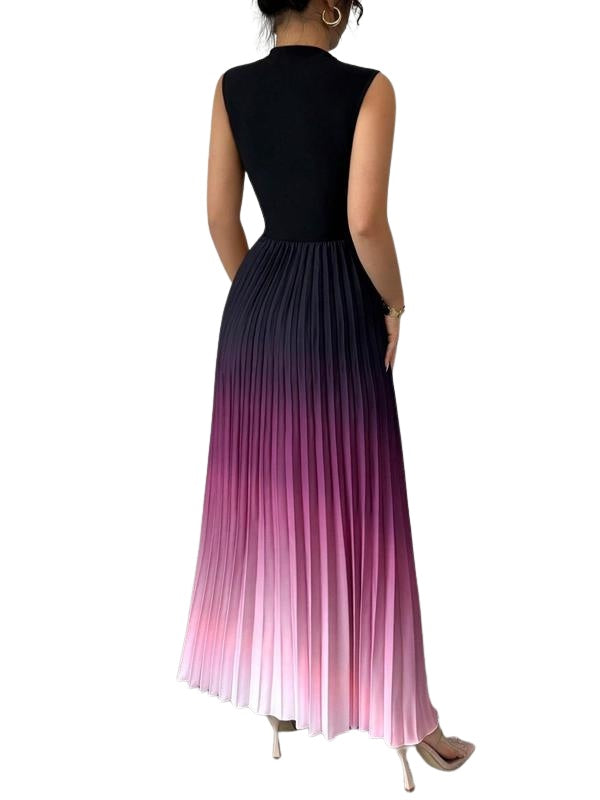 Robe Longue Plissée Sans Manches Femme