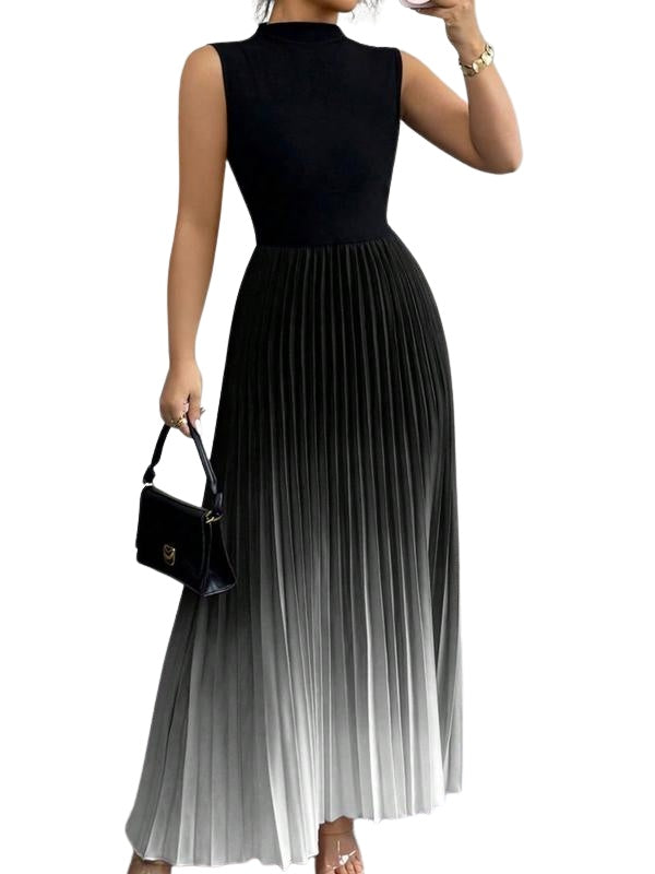 Robe Longue Plissée Sans Manches Femme