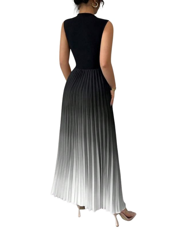 Robe Longue Plissée Sans Manches Femme