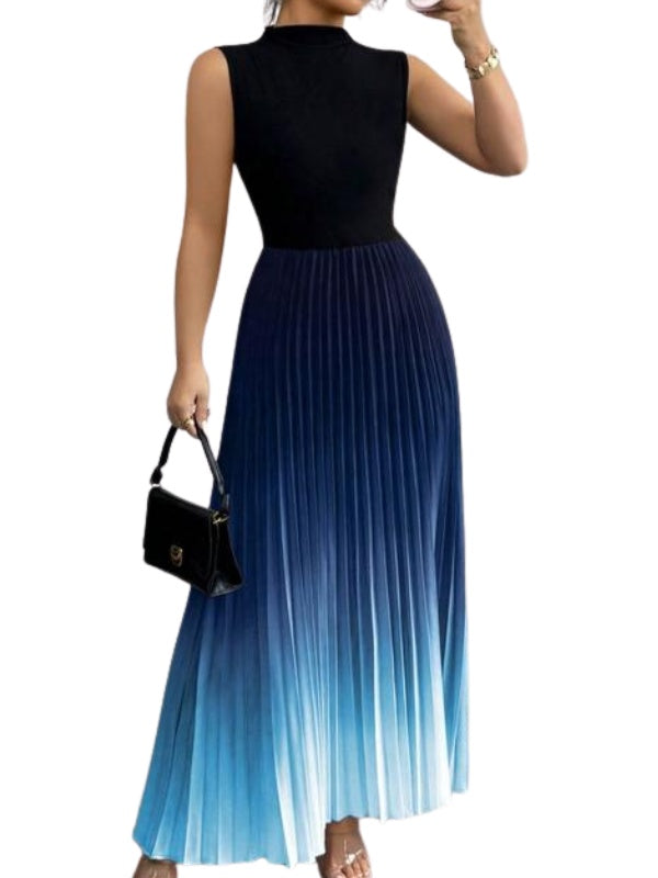 Robe Longue Plissée Sans Manches Femme