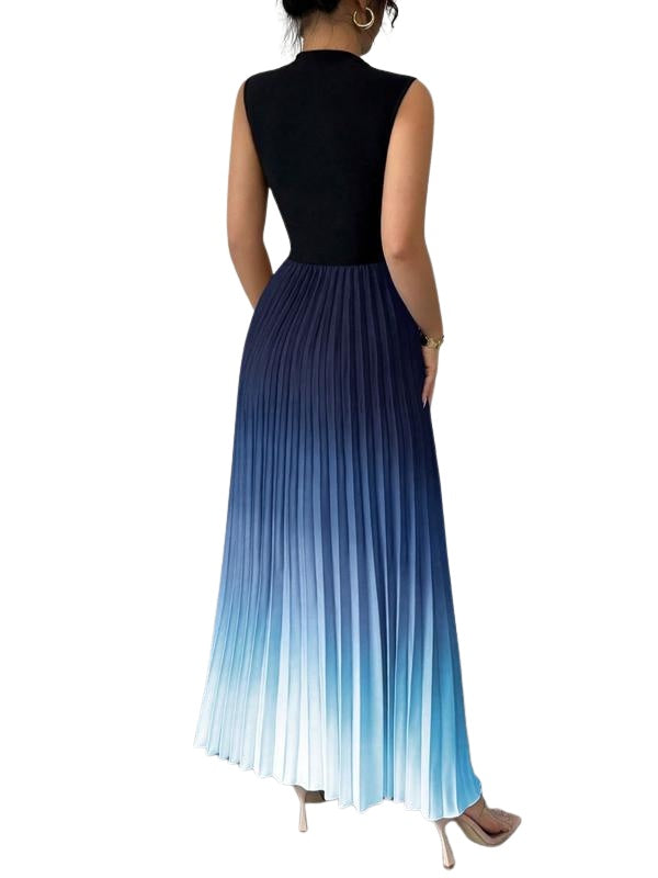 Robe Longue Plissée Sans Manches Femme