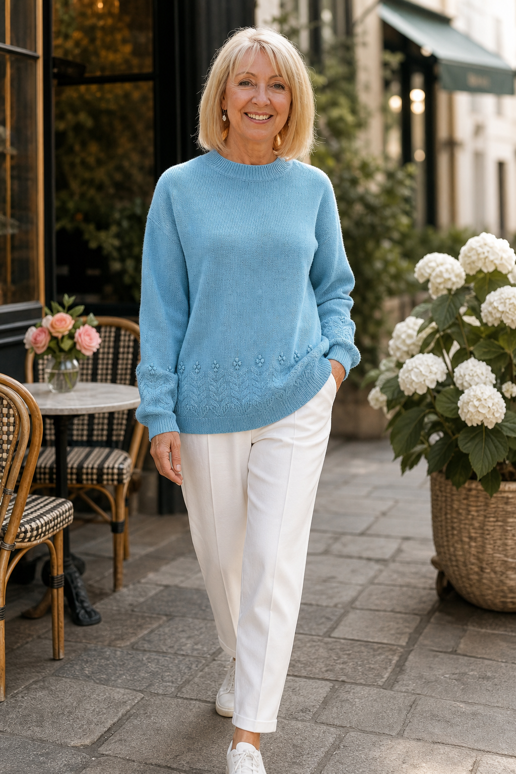 Pull En Maille À Motifs Floraux Femme