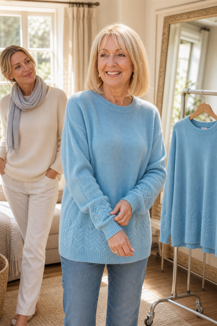 Pull En Maille À Motifs Floraux Femme