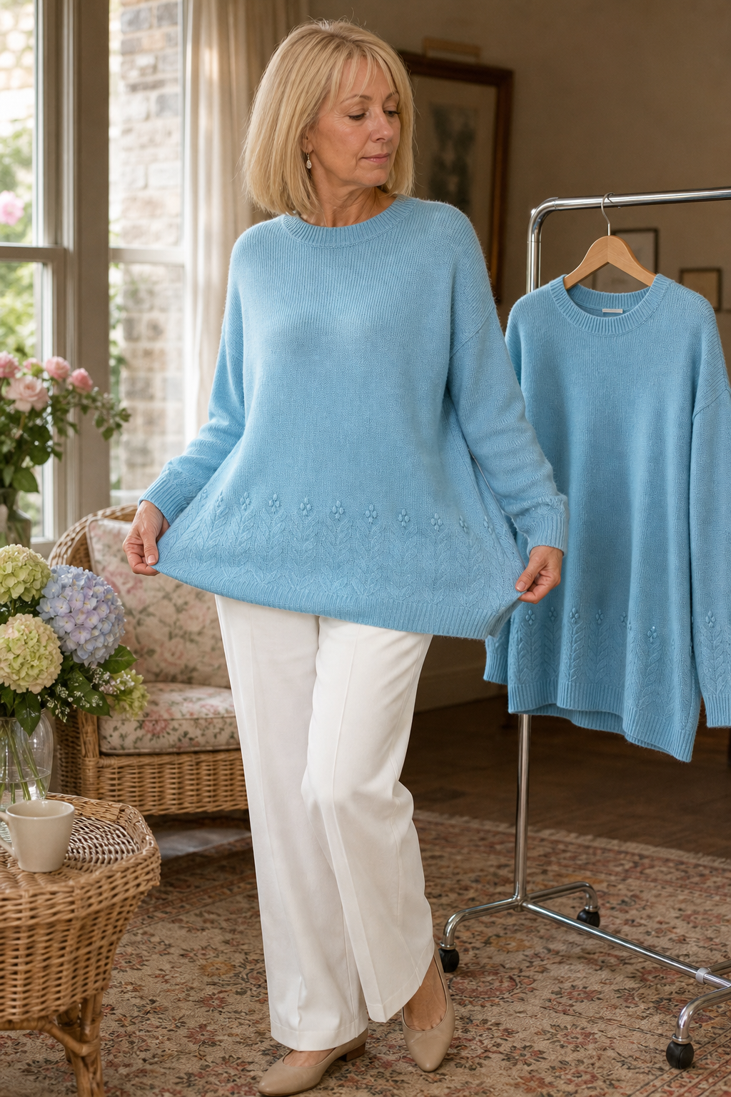 Pull En Maille À Motifs Floraux Femme