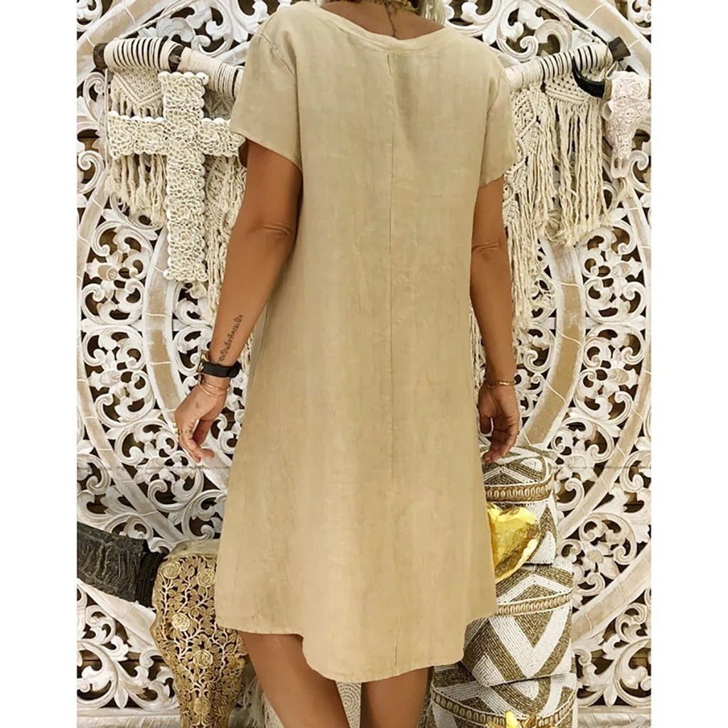 Robe En Lin Col V Femme
