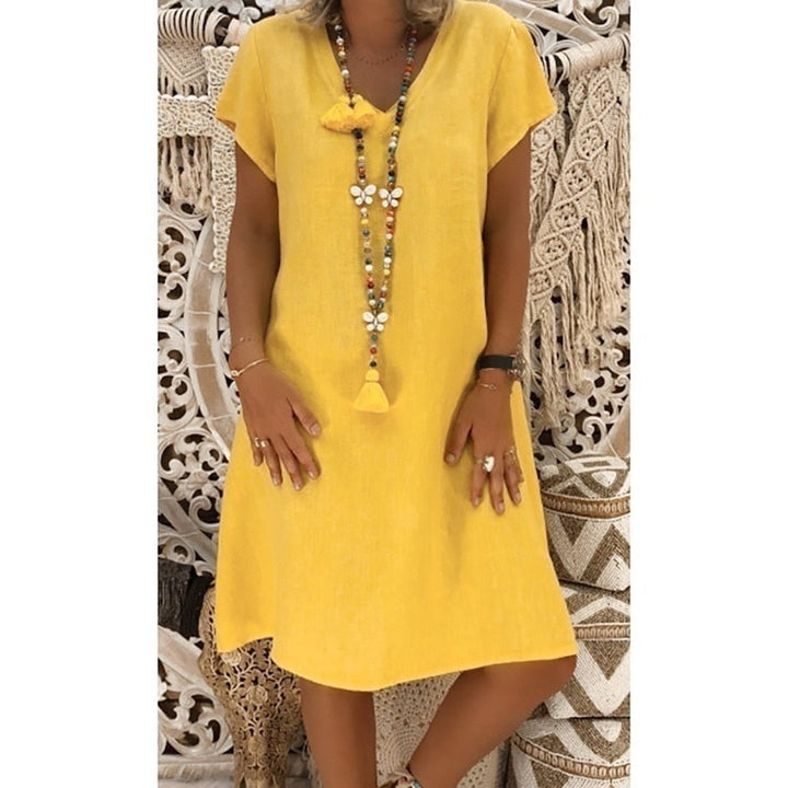 Robe En Lin Col V Femme