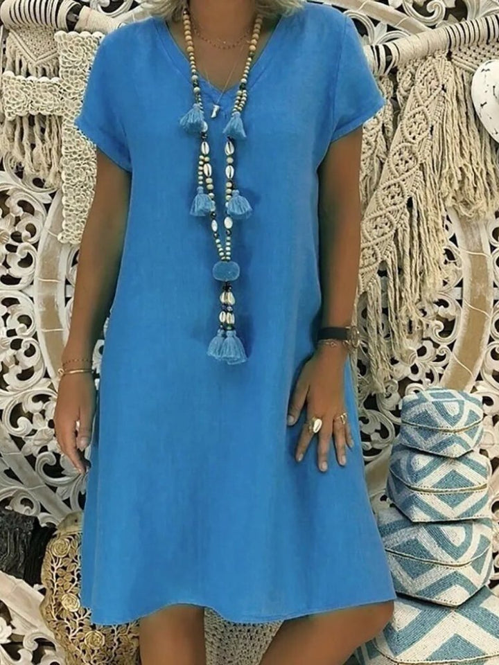 Robe En Lin Col V Femme