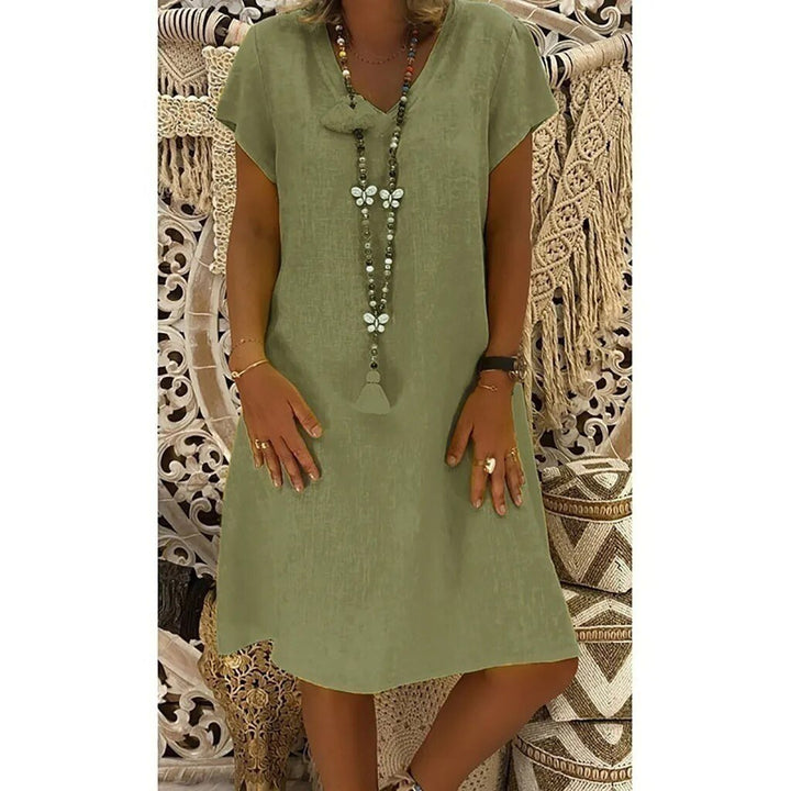 Robe En Lin Col V Femme