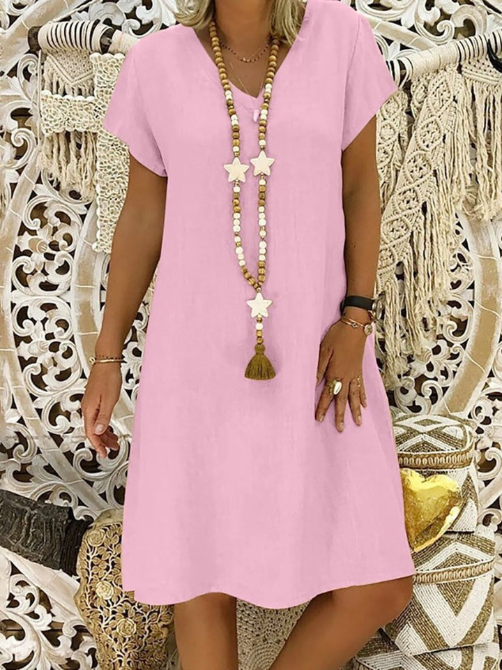 Robe En Lin Col V Femme