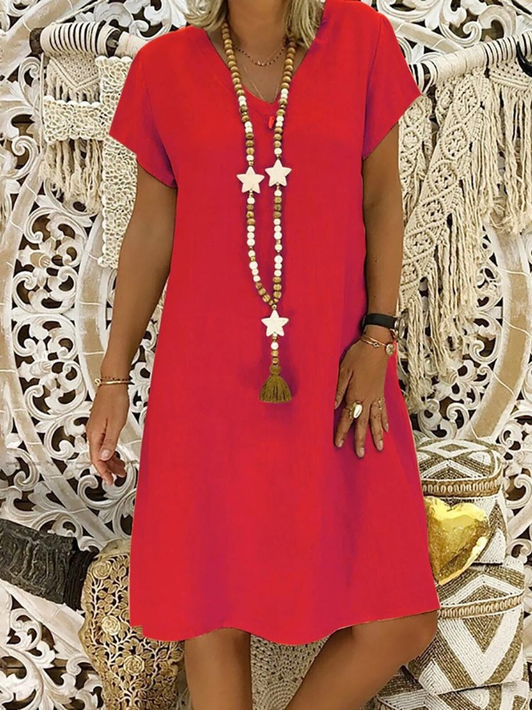 Robe En Lin Col V Femme