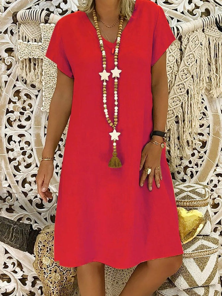 Robe En Lin Col V Femme