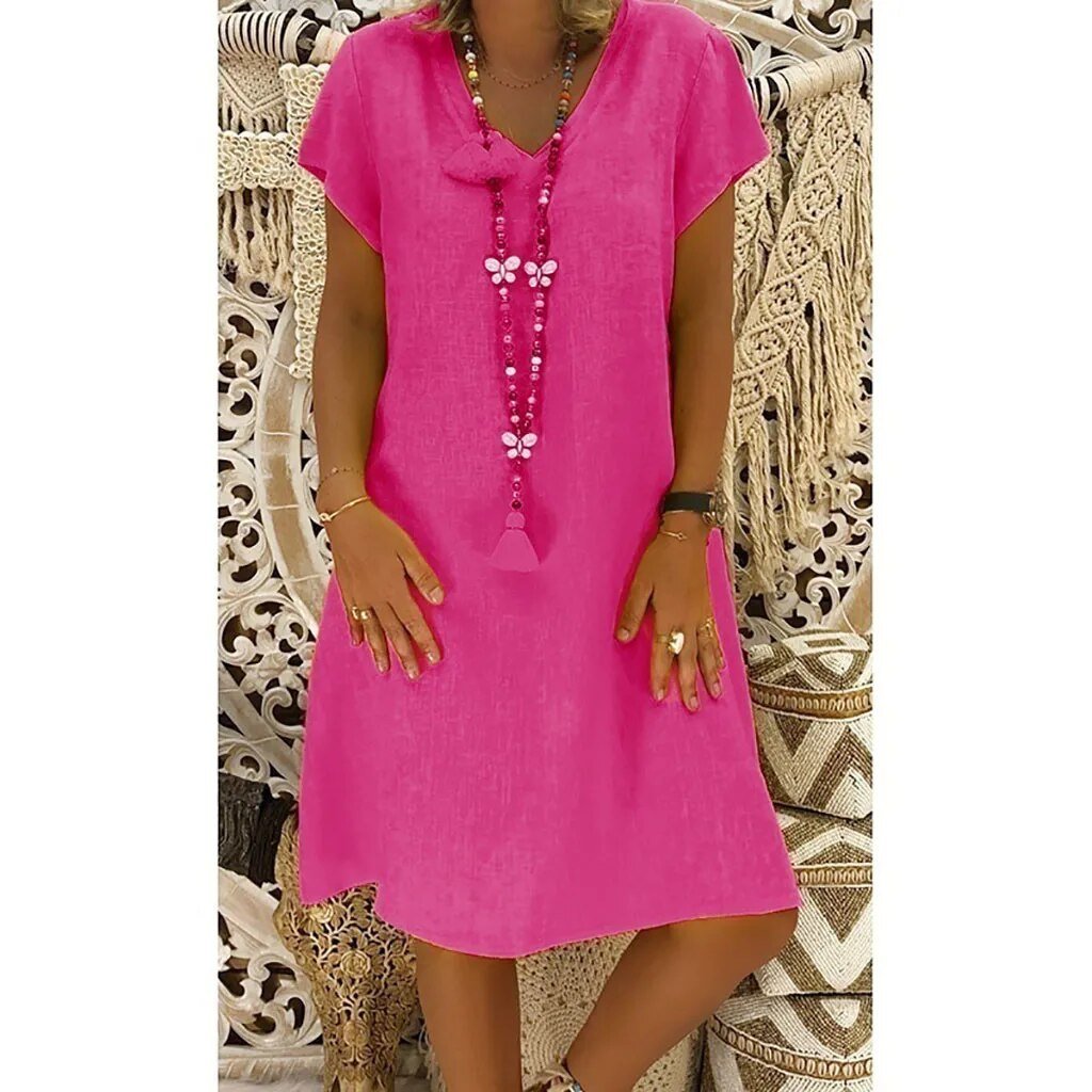 Robe En Lin Col V Femme