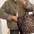 Veste Matelassée Détails Léopard Femme