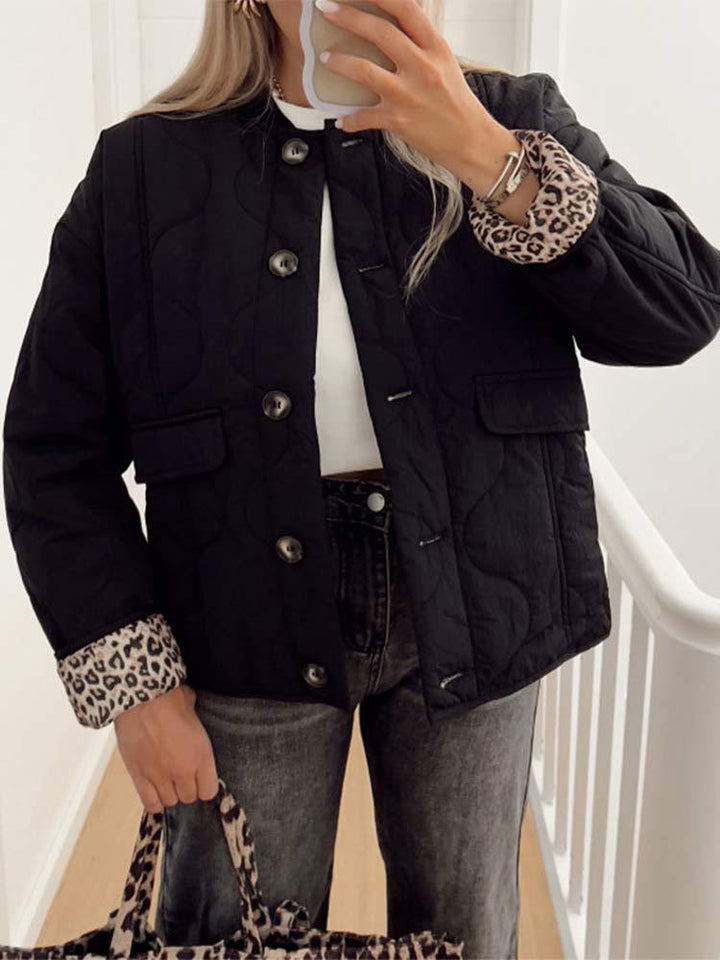 Veste Matelassée Détails Léopard Femme