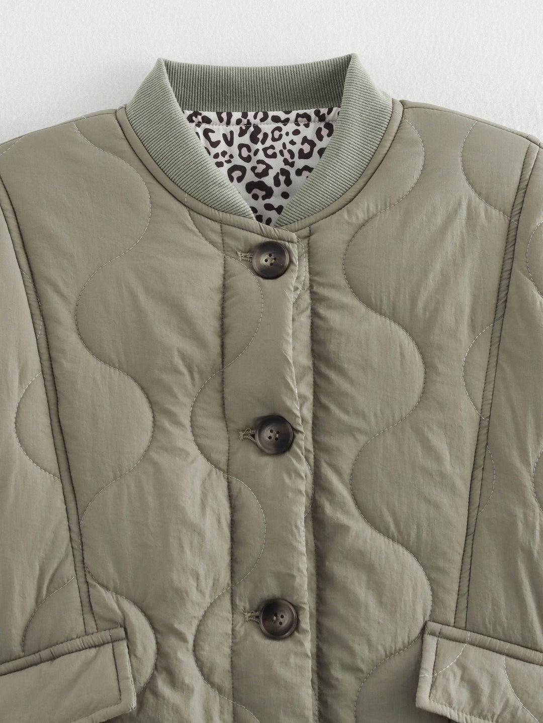 Veste Matelassée Détails Léopard Femme
