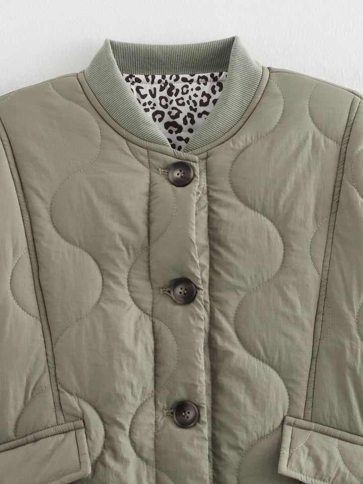 Veste Matelassée Détails Léopard Femme