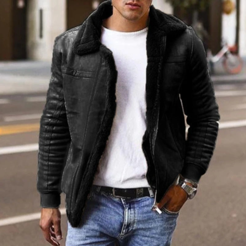 Blouson Aviateur Doublé Effet Mouton Homme