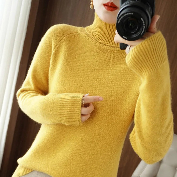 Pull Col Roulé à Finitions Côtelées Femme