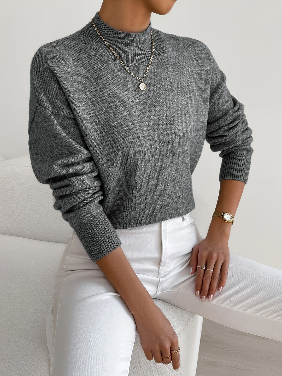 Pull Ample à Col Montant Femme