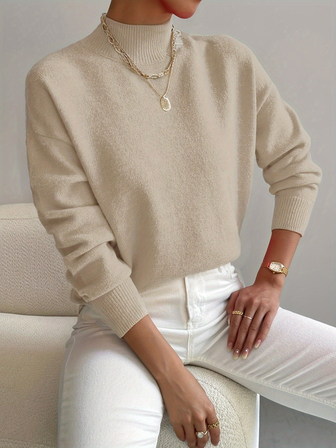 Pull Ample à Col Montant Femme