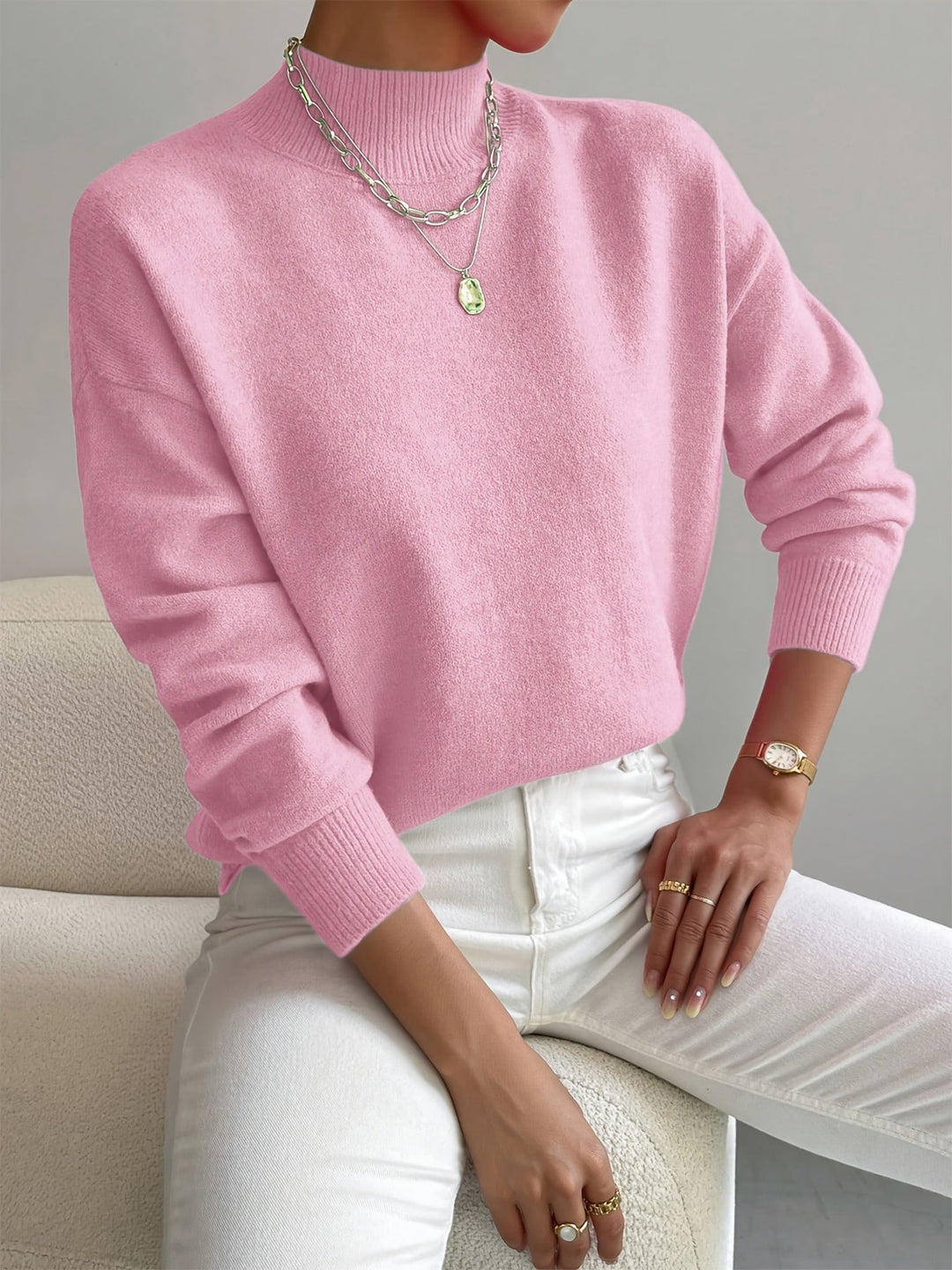 Pull Ample à Col Montant Femme