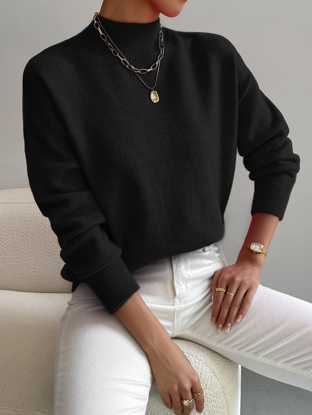 Pull Ample à Col Montant Femme