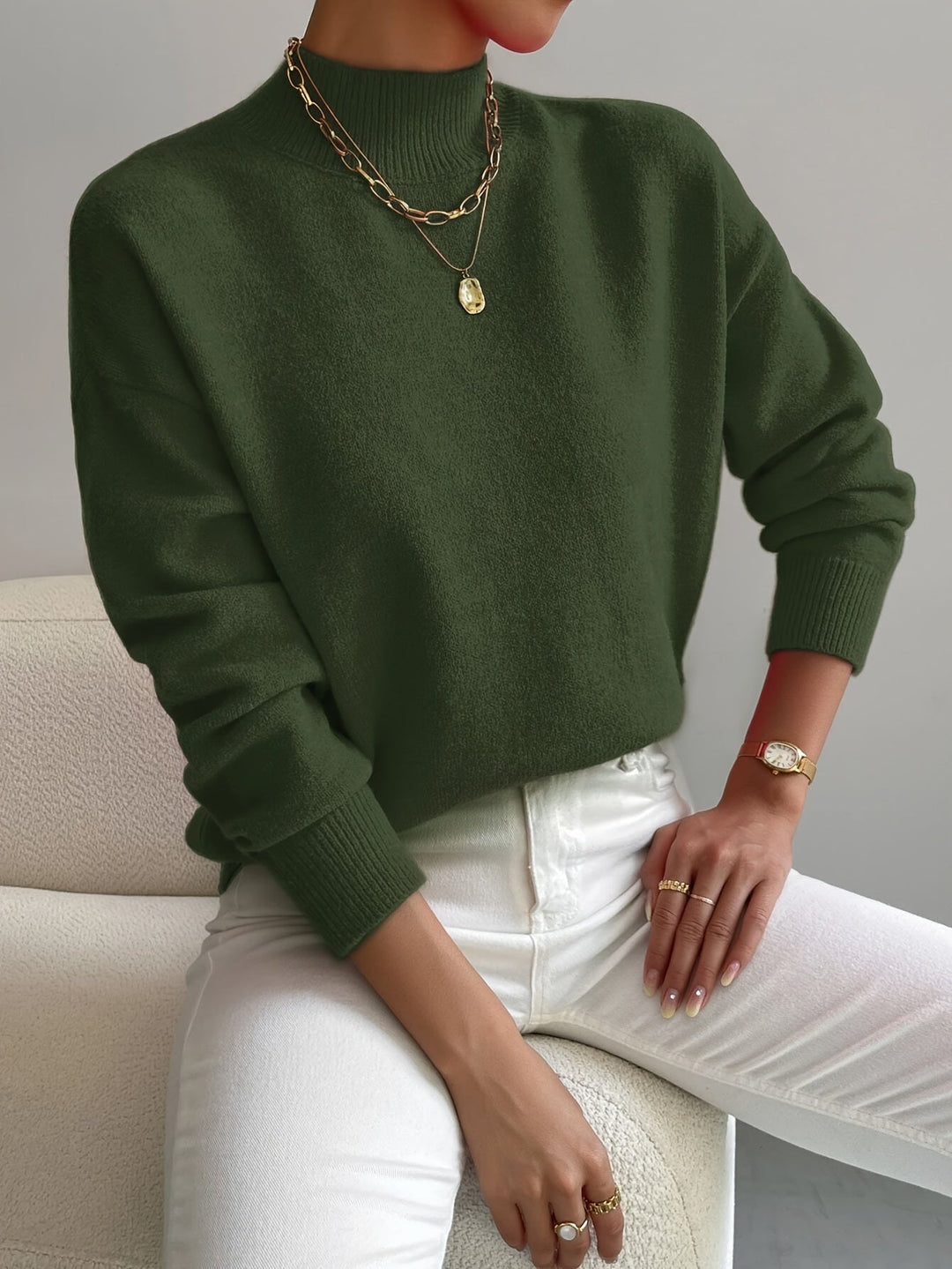 Pull Ample à Col Montant Femme