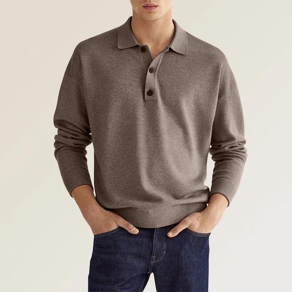 Polo à Manches Longues et Col Boutonné Homme
