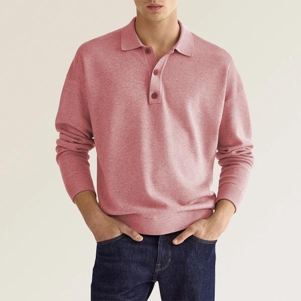 Polo à Manches Longues et Col Boutonné Homme