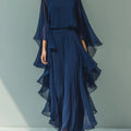 Ensemble 2 Pièces Haut Cape Et Pantalon Large Femme