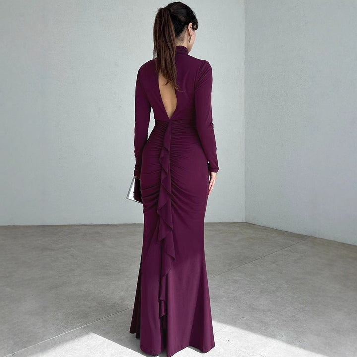 Robe Longue Froncée À Découpe Femme