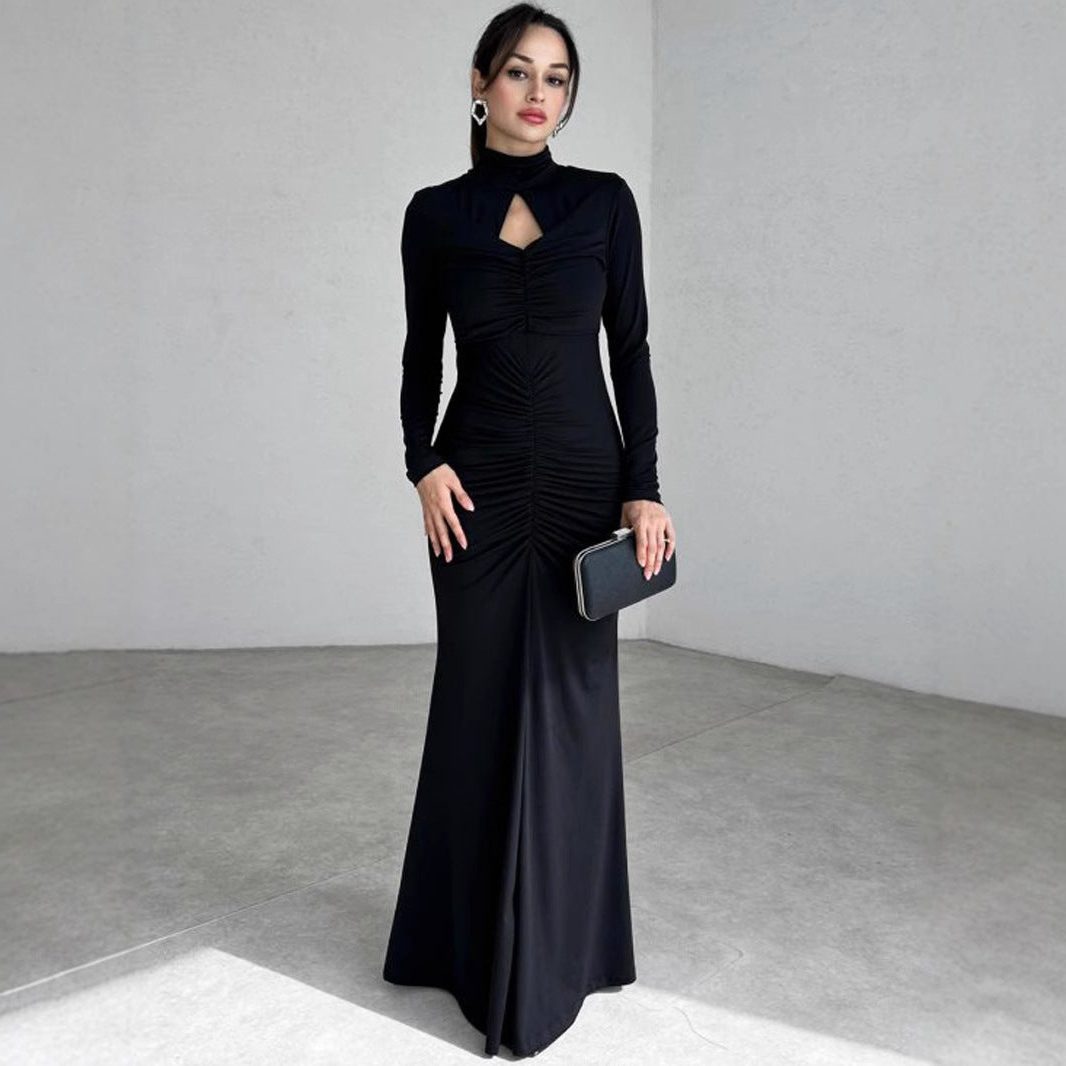 Robe Longue Froncée À Découpe Femme