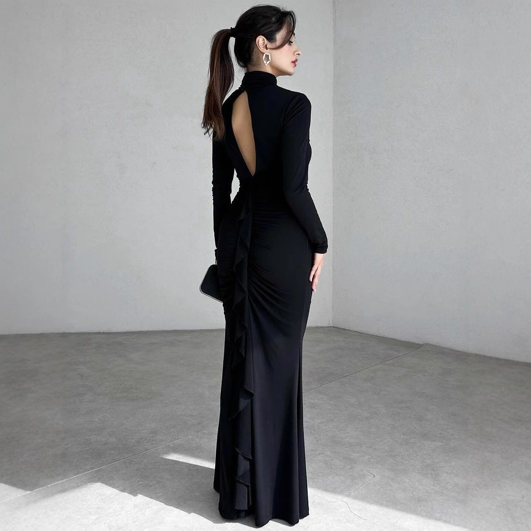 Robe Longue Froncée À Découpe Femme