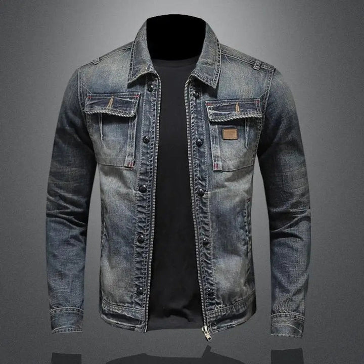 Veste en Jean à Fermeture Zippée Homme
