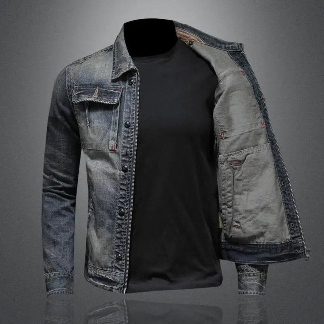 Veste en Jean à Fermeture Zippée Homme