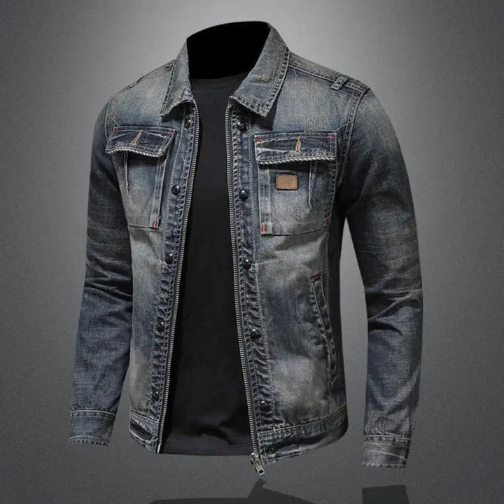 Veste en Jean à Fermeture Zippée Homme