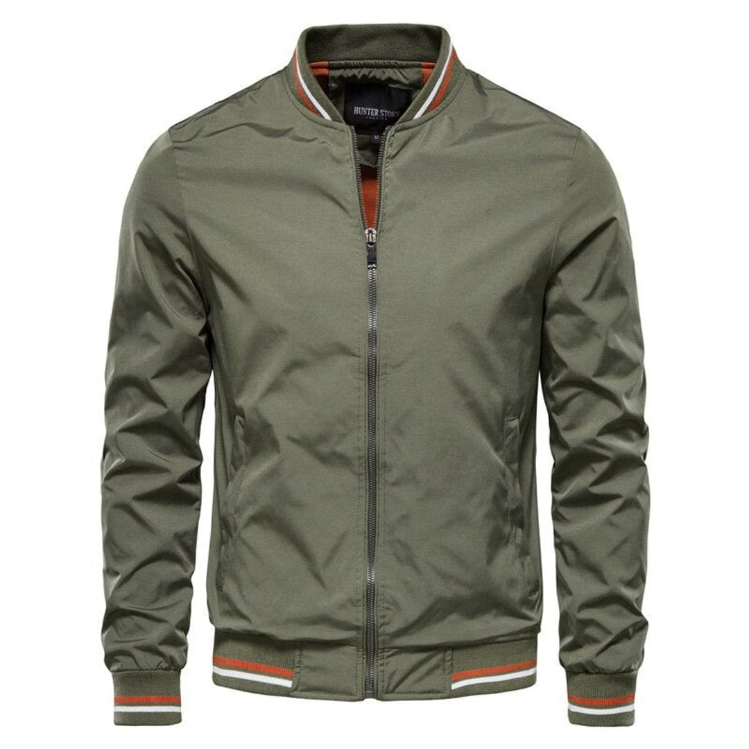 Blouson Bomber Zippé à Col Montant Homme