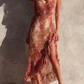 Women's Floral Ruffle Midi Dress