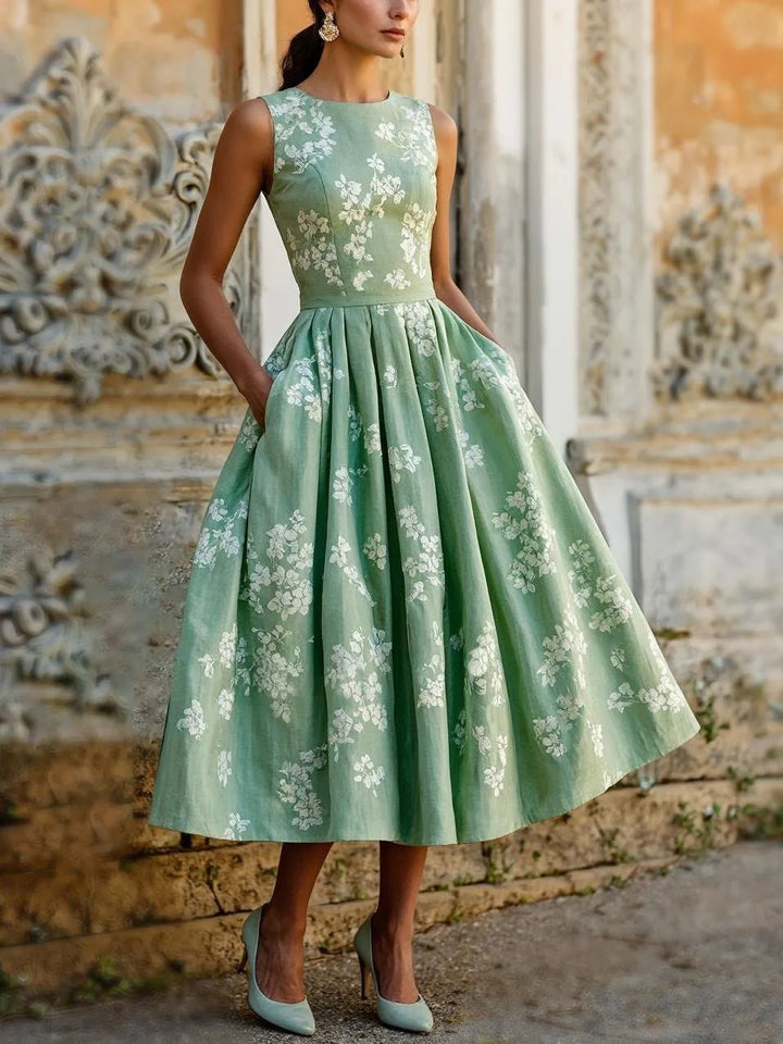 Robe Midi Fleurie à Jupe Ample Femme