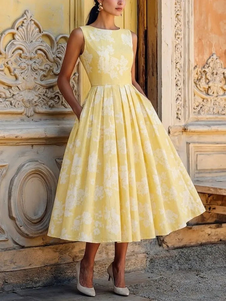 Robe Midi Fleurie à Jupe Ample Femme