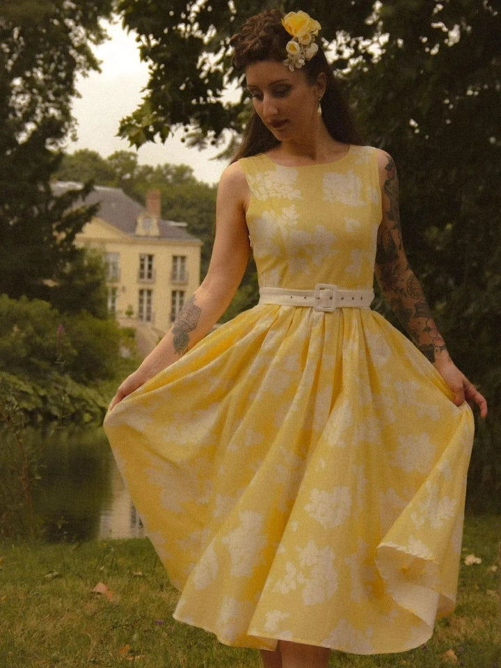 Robe Midi Fleurie à Jupe Ample Femme