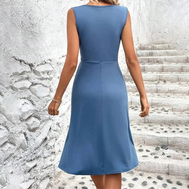 Robe Midi Drapée à Taille Croisée Femme