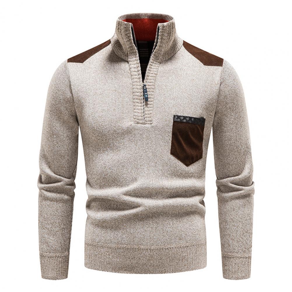 Pull à Col Montant et Demi-Zip Homme