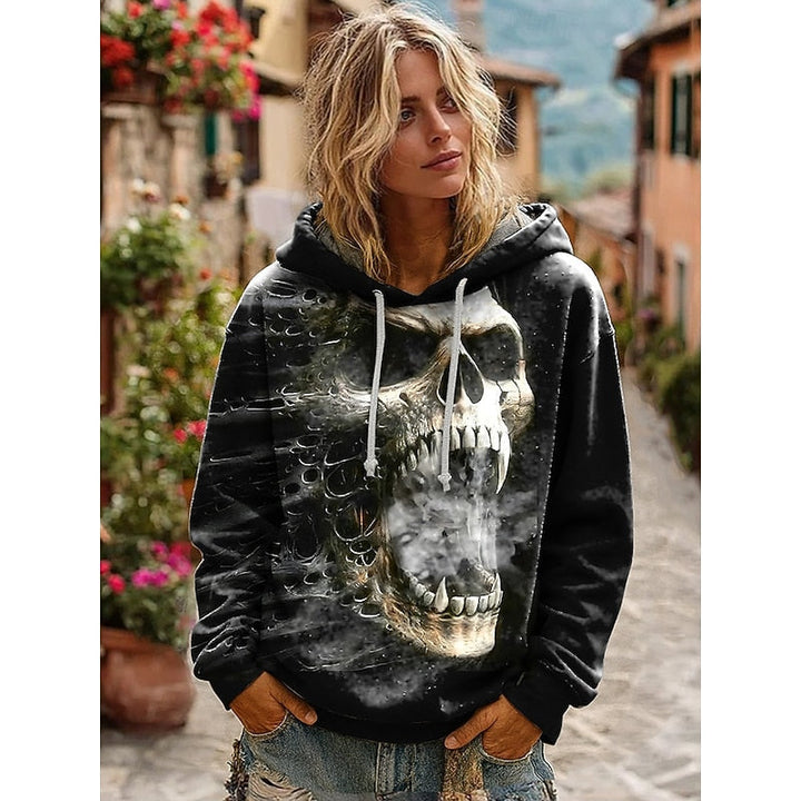 Sweat à Capuche Halloween Imprimé Squelette Femme