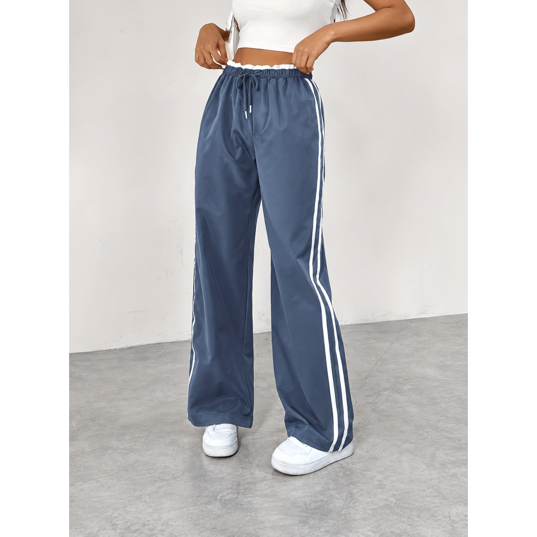 Pantalon Jogging Taille Haute à Jambes Larges Femme