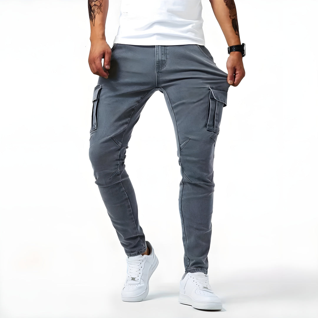 Pantalon Cargo Fuselé à Poches Latérales Homme