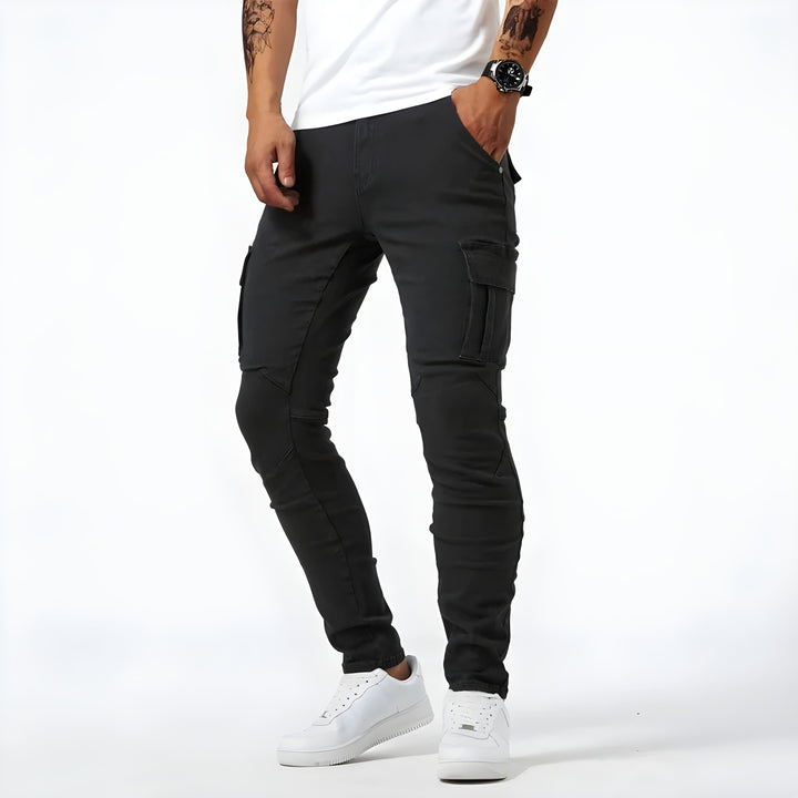Pantalon Cargo Fuselé à Poches Latérales Homme