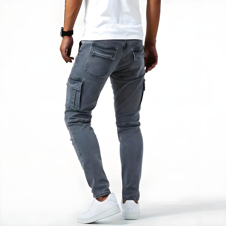 Pantalon Cargo Fuselé à Poches Latérales Homme