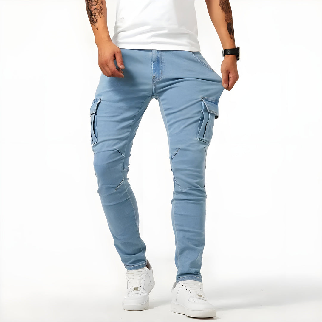 Pantalon Cargo Fuselé à Poches Latérales Homme